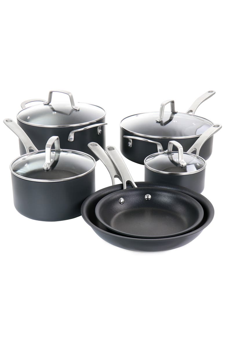 10 Piece Nonstick Hard Aluminum Cookware Set, Main, color, Matte Black