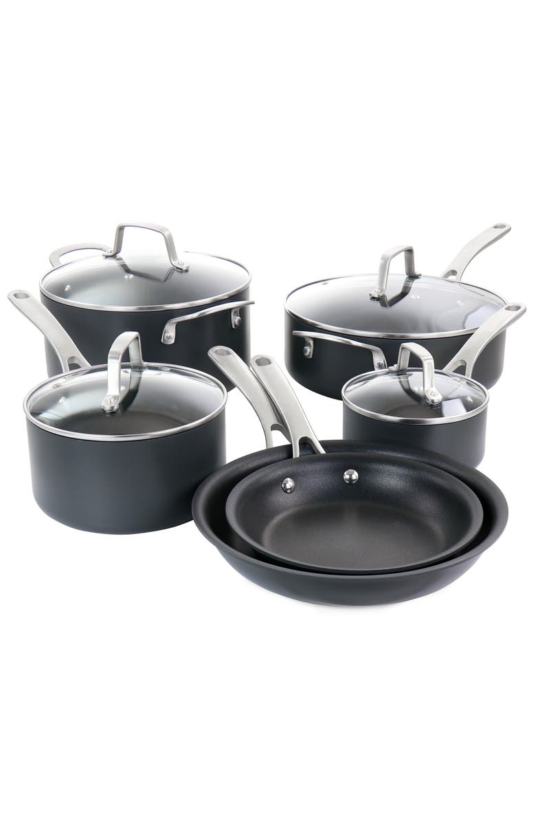 MARTHA STEWART 10 Piece Nonstick Hard Aluminum Cookware Set, Main, color, Matte Black