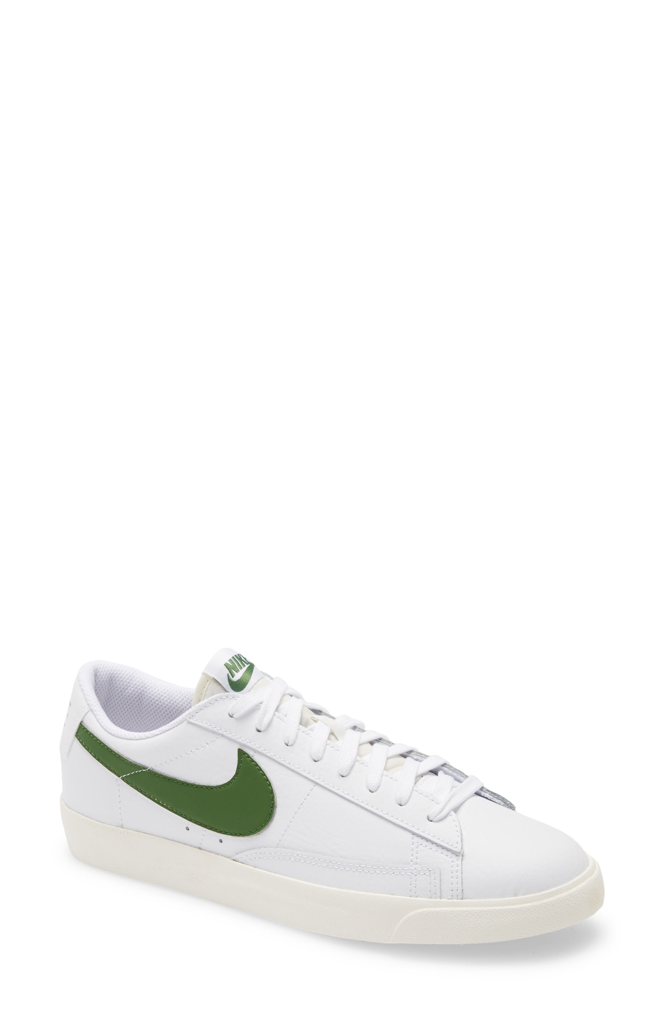 Blazer Low Leather Sneaker, Main, color, WHITE/ FOREST GREEN/ SAIL