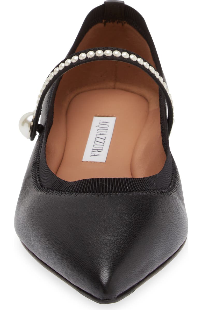 Aquazzura Romy Pearly Strap Pointed Toe Mary Jane Flat, Alternate, color,
