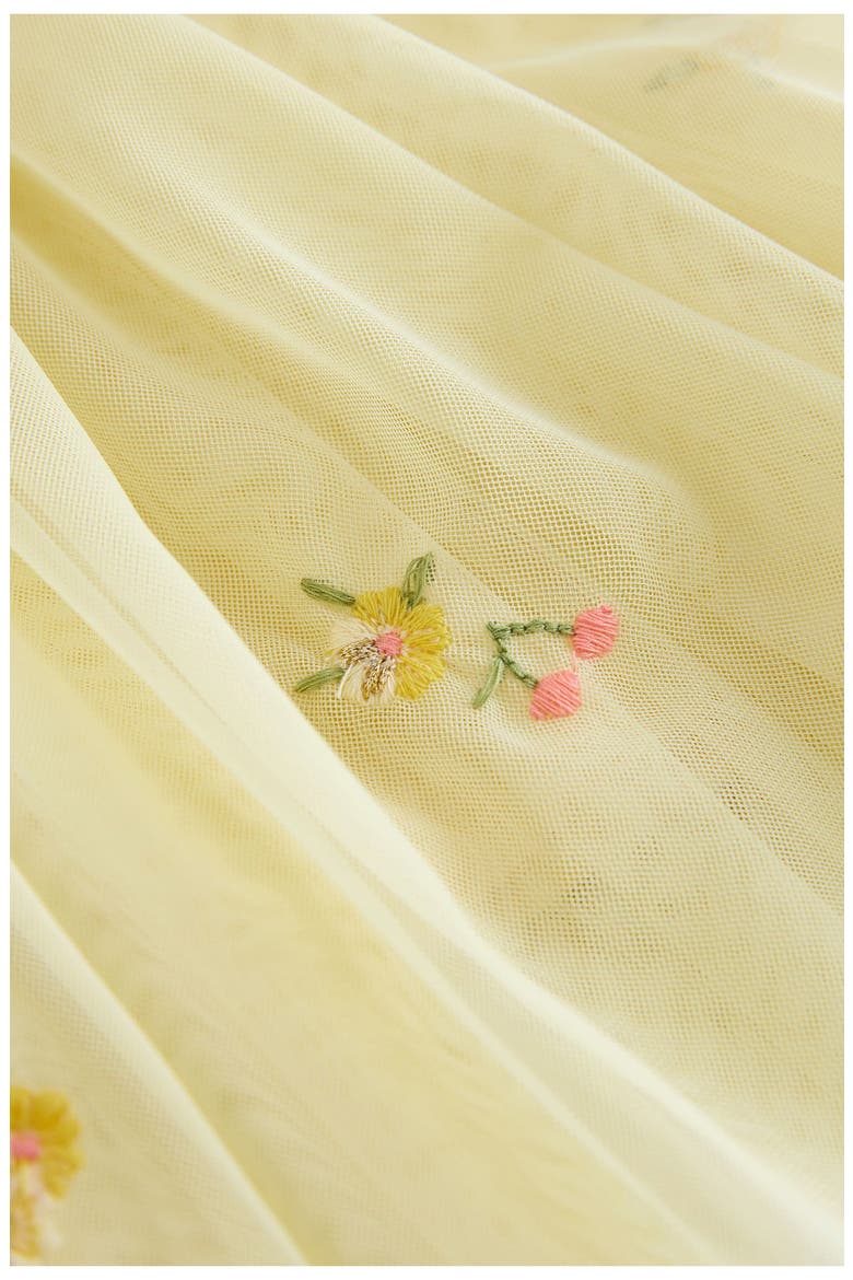 Kids' Flower Embroidered Ruffle Sleeve Shirt & Tulle Skirt Set, Alternate, color, YELLOW