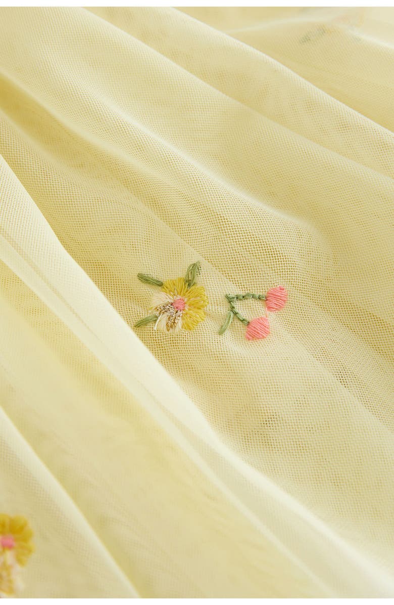 NEXT Kids' Flower Embroidered Ruffle Sleeve Shirt & Tulle Skirt Set, Alternate, color, Yellow
