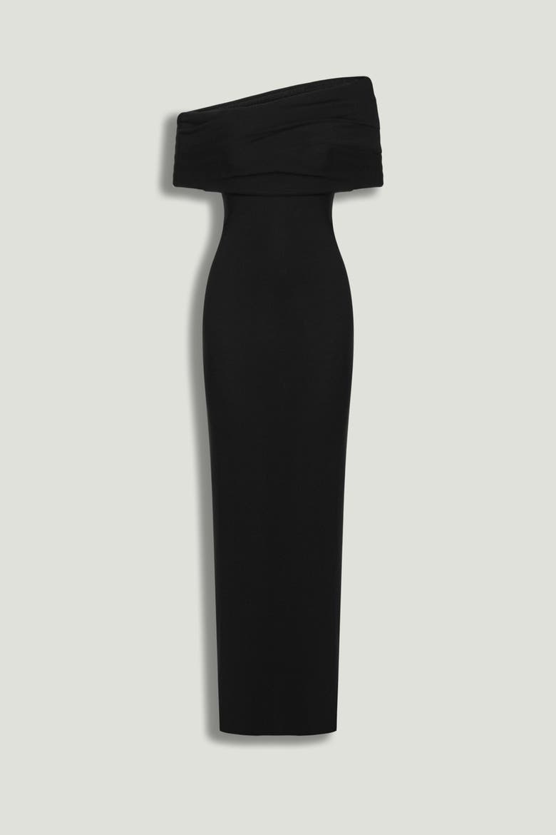 Asymmetric Strapless Maxi Dress, Alternate, color, Black