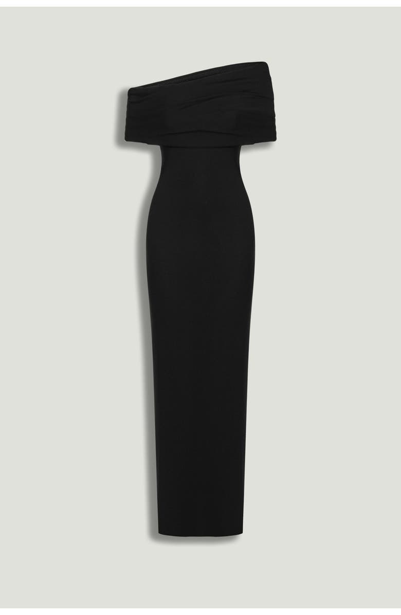 Nocturne Asymmetric Strapless Maxi Dress, Alternate, color, Black