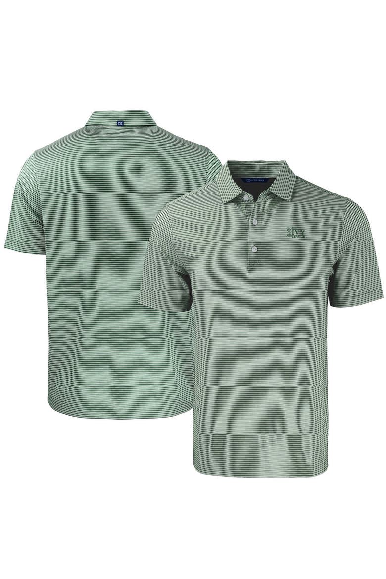Men's Cutter & Buck  Green/White Ivy League Tri-Blend Forge Eco Double Stripe Stretch Recycled Polo, Alternate, color, Green