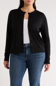 Caslon® Merino Wool Blend Crewneck Cardigan