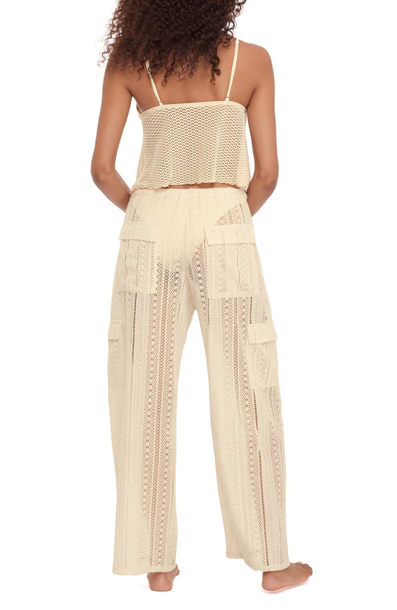 Steve Madden Sheer Lace Cargo Cover-Up Pants, Alternate, color, Pearl