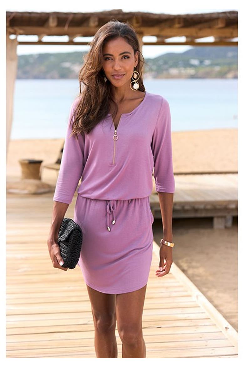Women's Zipper Detail Mini Dress, Alternate, color, Lilac