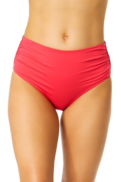 Women's Live In Color Solid Convertible High Waist Shirred Swim Bottom