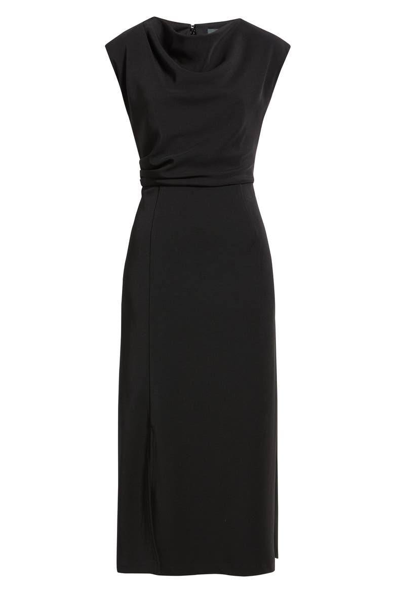 Cowl Neck Midi Dress, Alternate, color, BLACK