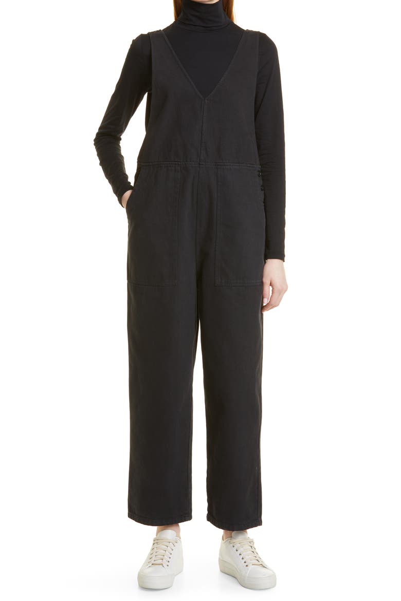 Ollie Denim Overalls, Main, color, BLACK