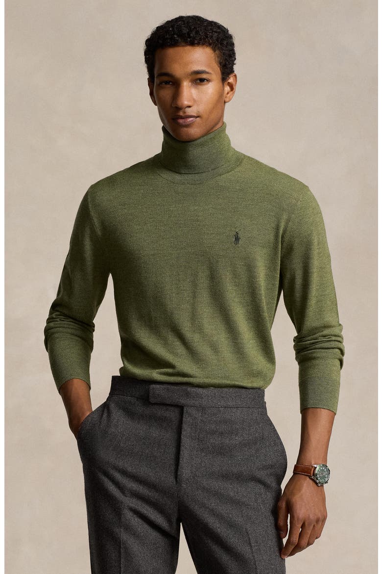 Merino Wool Turtleneck Sweater, Alternate, color, CLASSIC OLIVE HEATHER