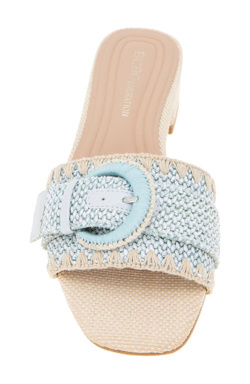 Bcbg Camri Buckled Raffia Slide Sandal In Seafoam