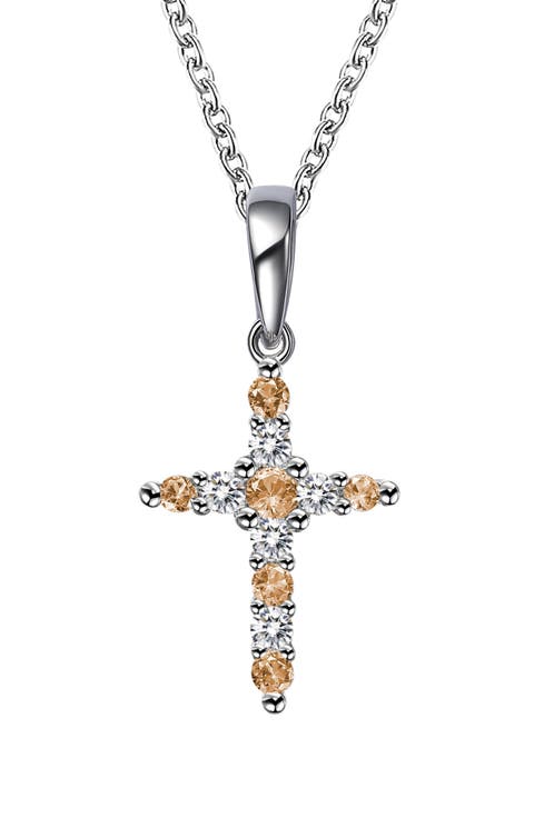 Birthstone Cross Pendant Necklace