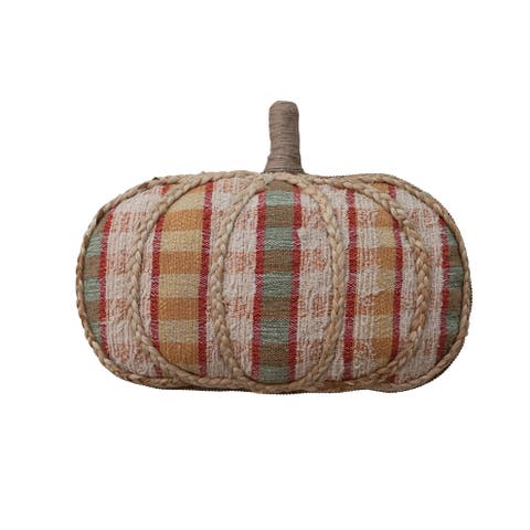 Plaid Tufted Cotton Pumpkin Pillow