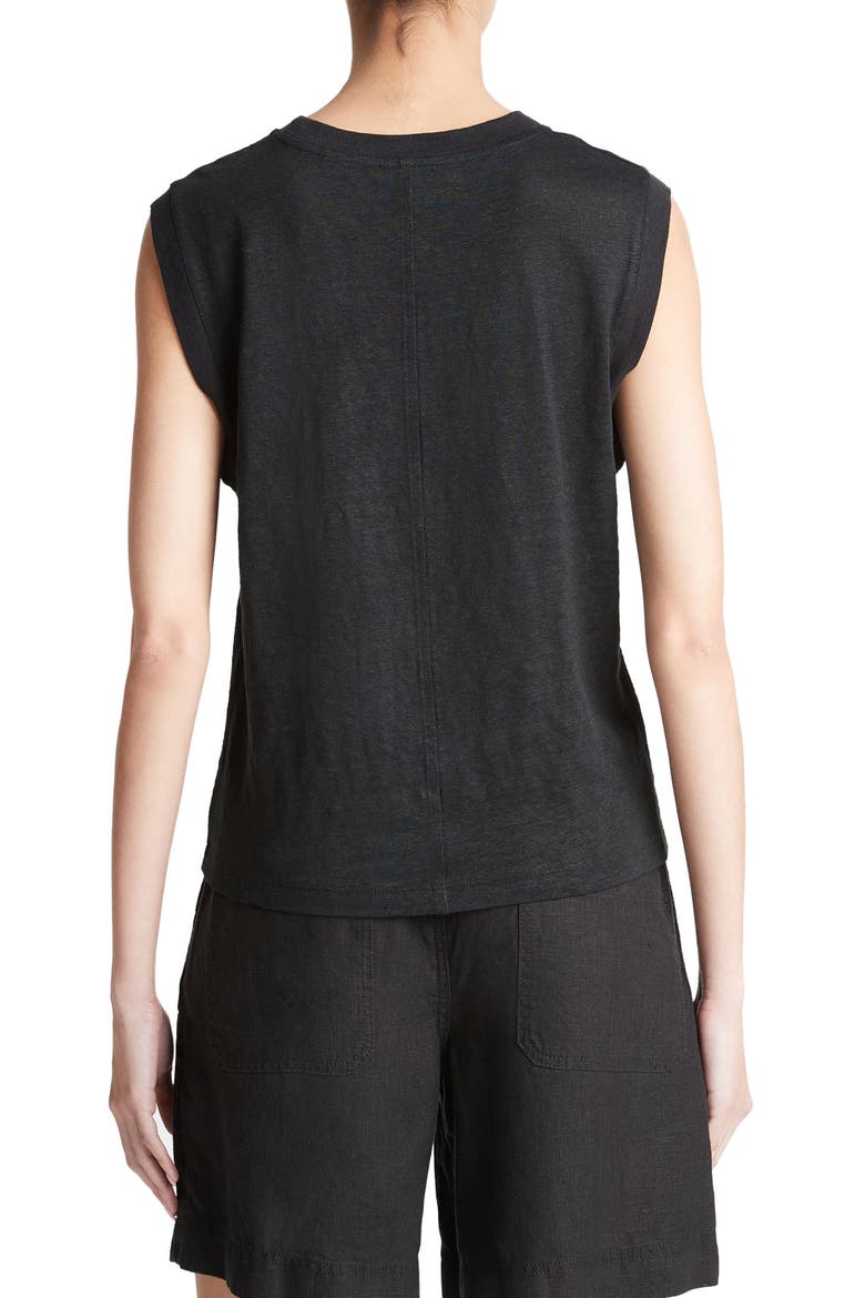 Linen Muscle Tee, Alternate, color, BLACK
