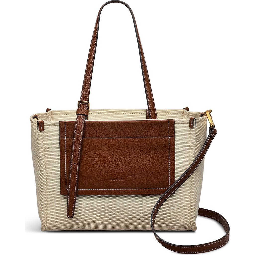 Radley The Burlington | Canvas Medium Ziptop Satchel Bag In Beige