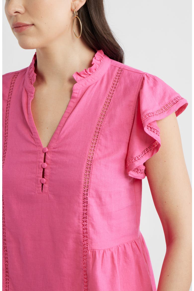 Ruffle Sleeve Popover Top, Alternate, color, PINK SHOCK