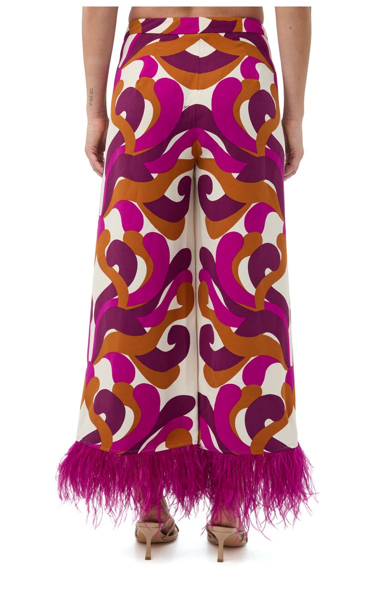 Trina Turk Short Weekend Printed Feather Trim Pant, Alternate, color, Multi