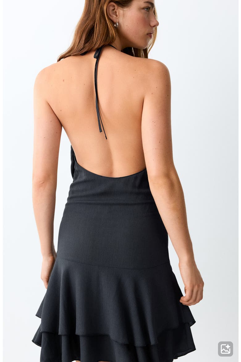 Draped Halter Minidress, Alternate, color, CHARCOAL
