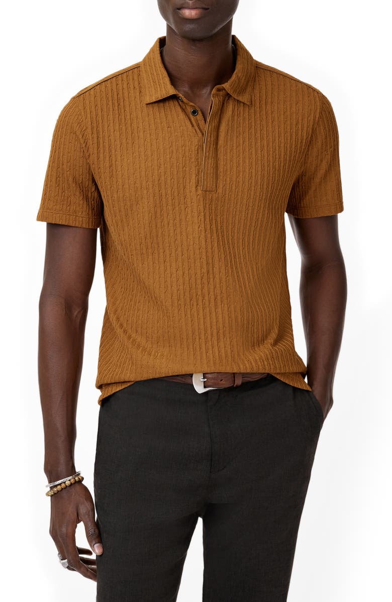 John Varvatos Grana Texture Polo, Main, color, Sienna Brown