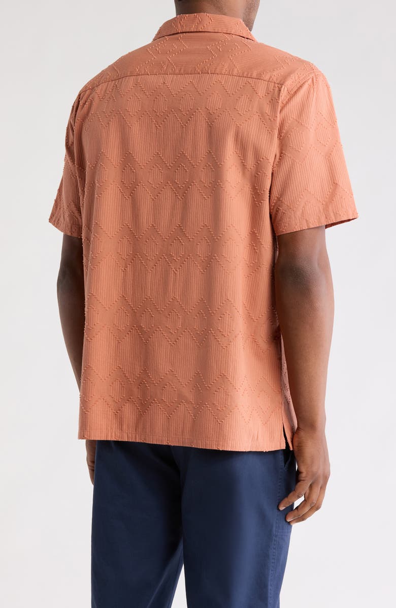 Civil Society Relaxed Fit Cotton Jacquard Resort Shirt, Alternate, color, Rust