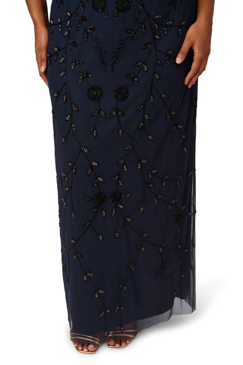 Beaded Column Gown, Alternate, color, NAVY/ BLACK