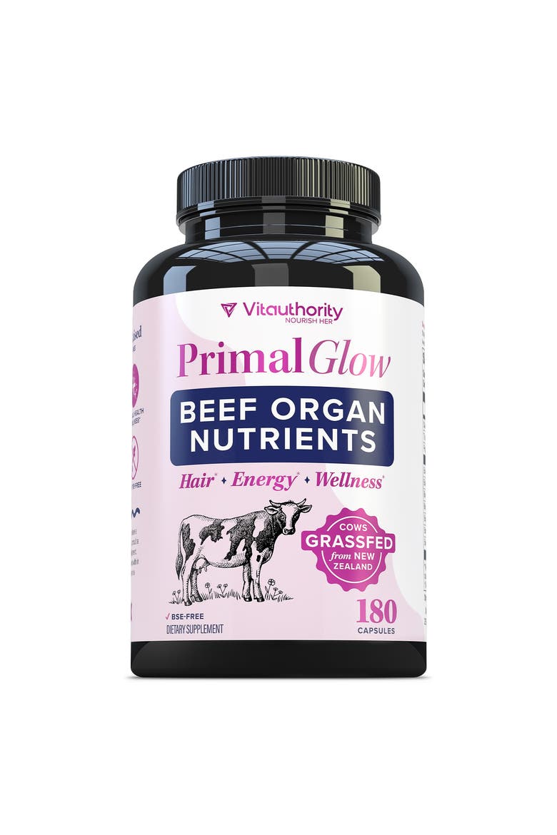 Primal Glow Beef Organ Nutrients 180 Capsules, Main, color, No Color
