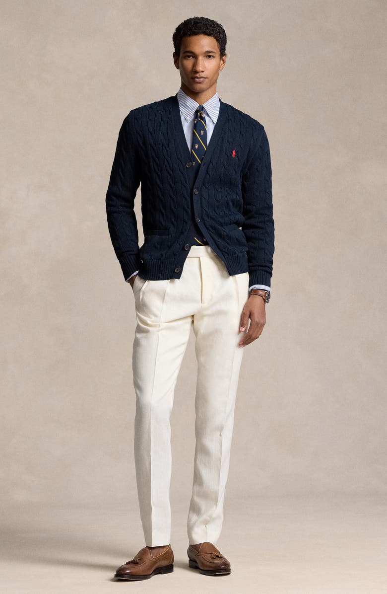 Polo Ralph Lauren Cable Cotton Cardigan, Alternate, color, Hunter Navy