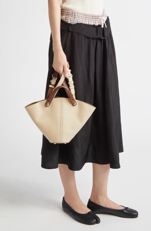 Maison Margiela Small Dress-age Leather Tote In Amande/cehestnut/amande