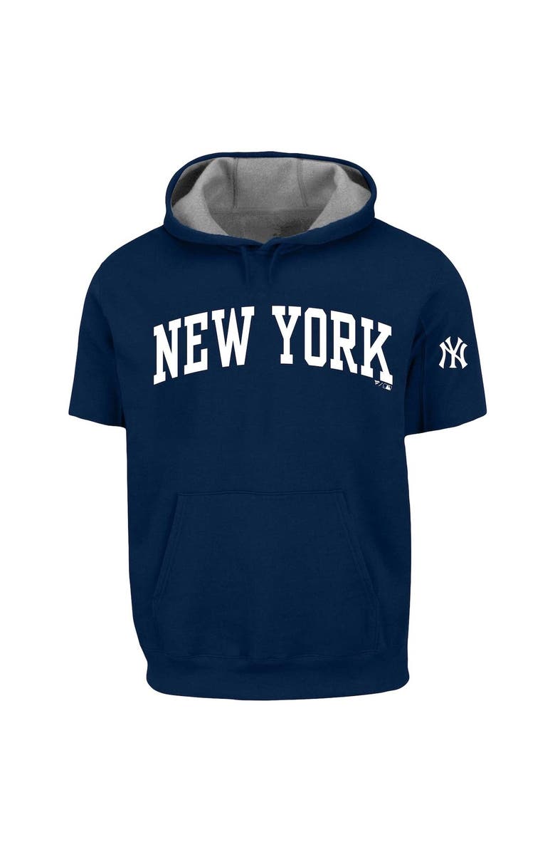 PROFILE Men's Profile Derek Jeter Navy New York Yankees Big & Tall Fleece Short Sleeve Hoodie, Alternate, color,
