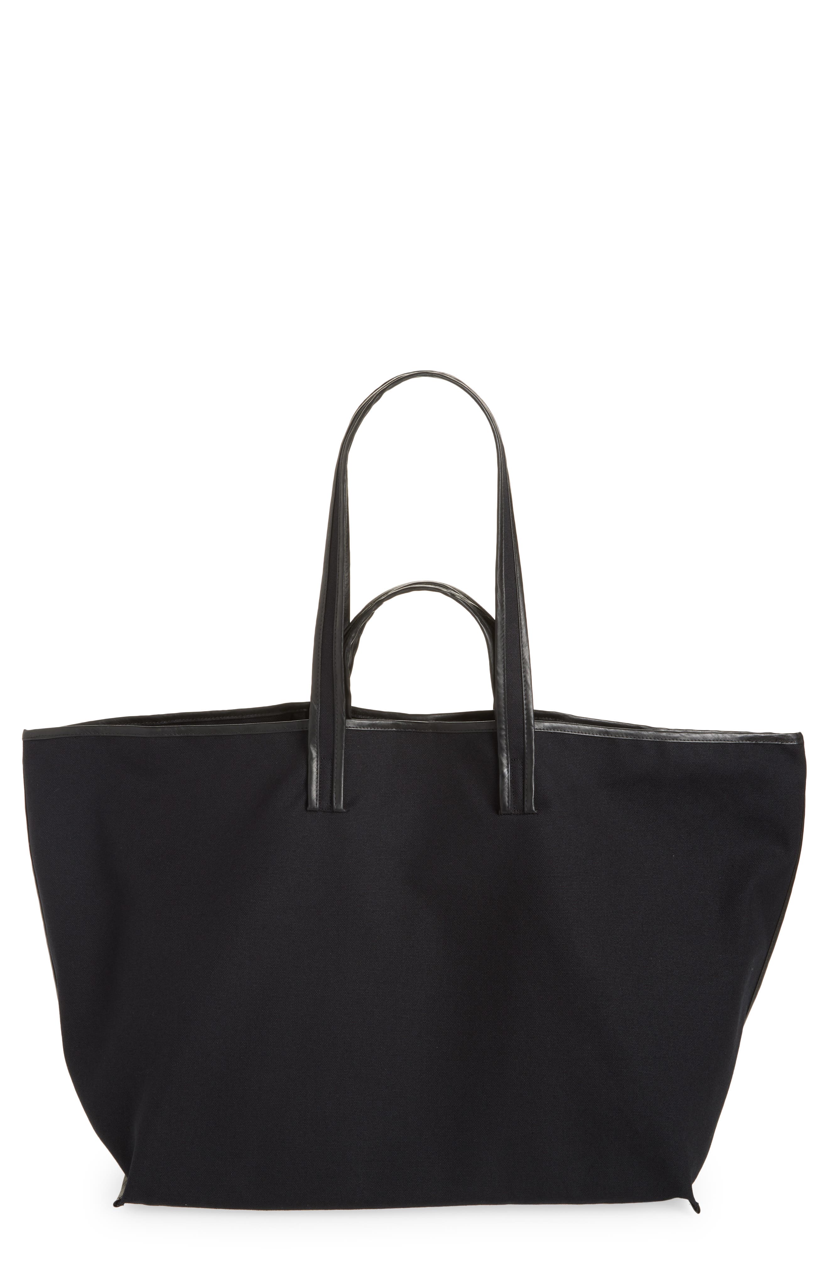 KASSL Contrast Trim Canvas Tote, Main, color, Black Oil Black