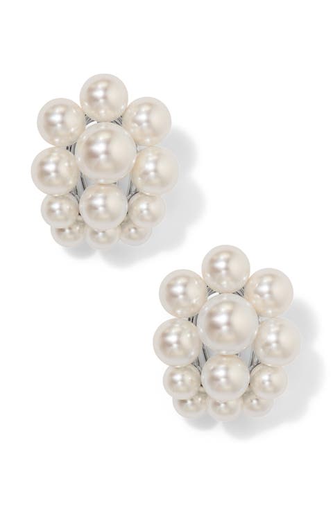 London Large Faux Pearl Cluster Earrings