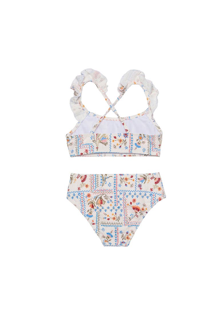 Floral Soul Textured Scoop Neck Ruffle Swim Set, Alternate, color, Multi-Soul
