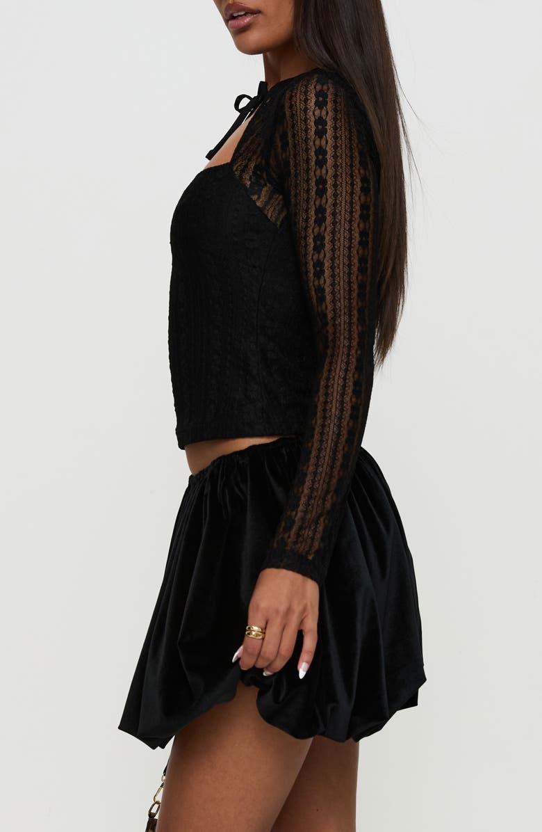 Princess Polly Georgiana Bubble Hem Miniskirt, Alternate, color, Black