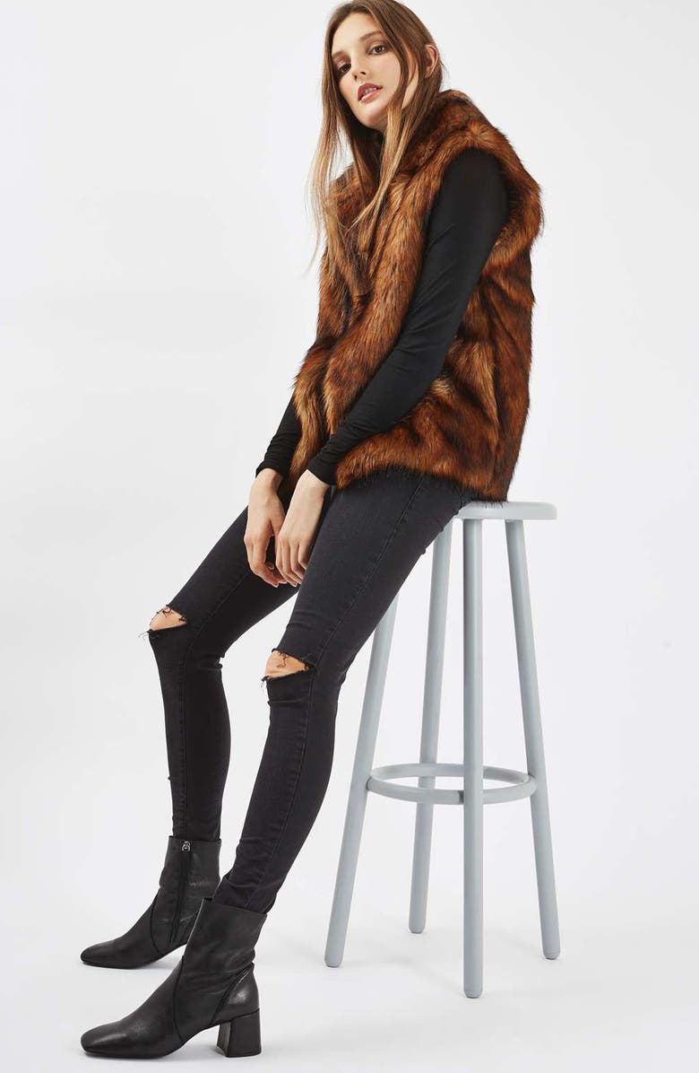 Topshop Moto Leigh Ripped Skinny Jeans, Alternate, color,