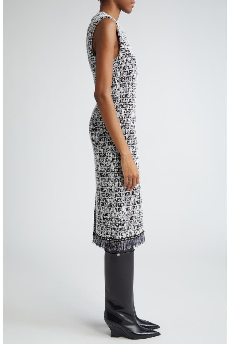 Tweed Sleeveless Sheath Dress, Alternate, color, BLACK/ WHITE