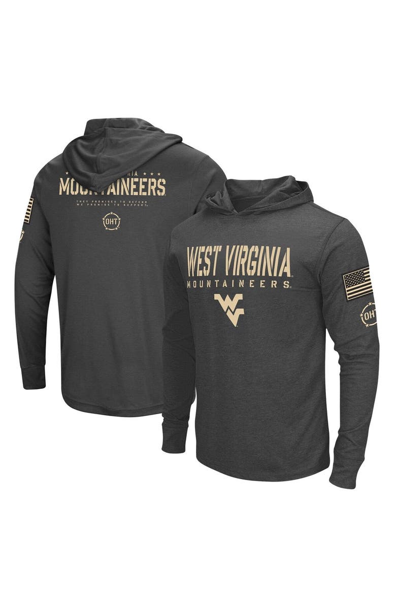 COLOSSEUM Men's Colosseum Heather Black West Virginia Mountaineers Team OHT Military Appreciation Long Sleeve Hoodie T-Shirt, Main, color, 