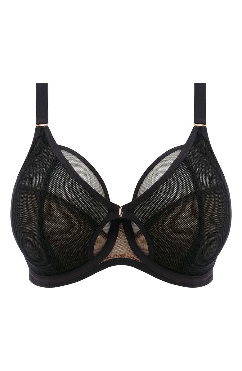 Elomi Kintai Full Coverage Mesh Underwire Bra, Alternate, color, Black