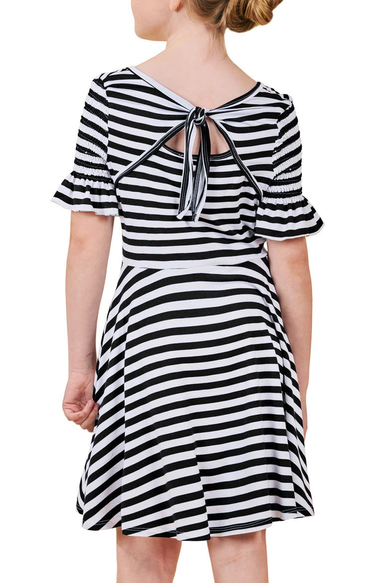 Fit & Flare Stripe Dress, Alternate, color, BLK/MUL