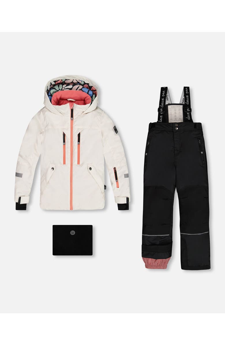 Deux par Deux Big Girl's Two Piece Technical Snowsuit Off White With Black, Main, color,