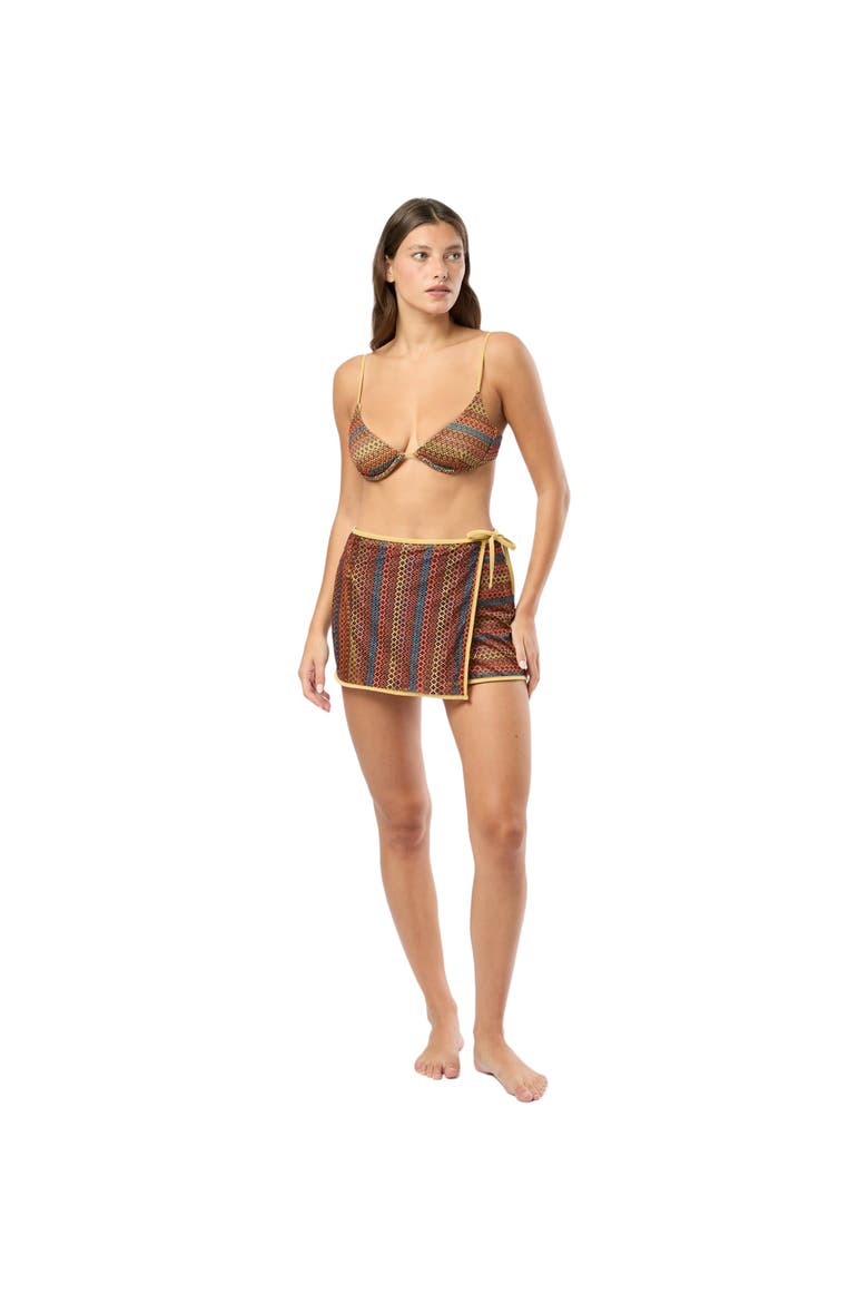 Crochet Mesh Mini Wrap Skirt, Main, color, PALE GOLD MULTI