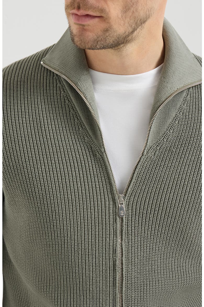Half English Rib knit cardigan, Alternate, color, Military