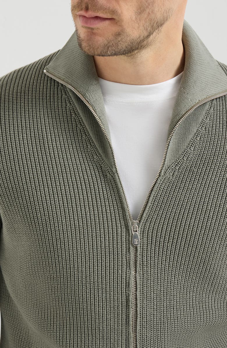 Brunello Cucinelli Half English Rib knit cardigan, Alternate, color, Military