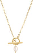 Adornia Freshwater Pearl Toggle Pendant Necklace