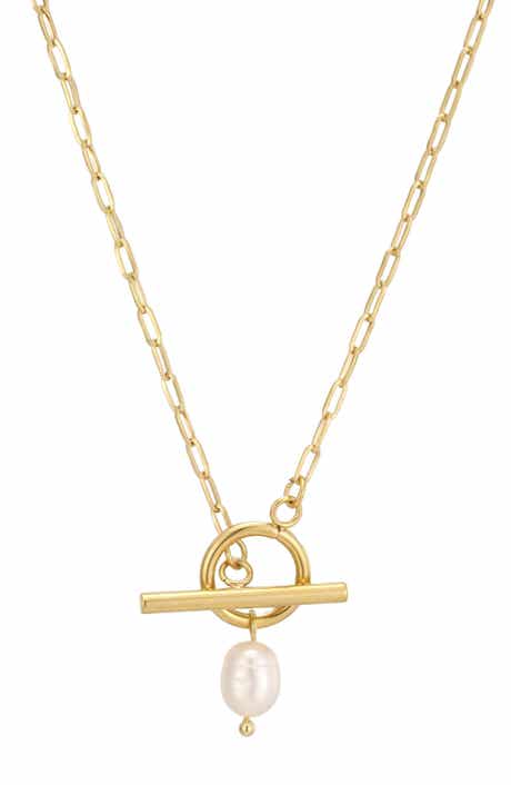 Imitation Pearl Toggle Pendant Necklace