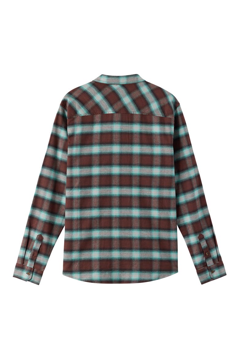 Kids' Coastline Plaid Stretch Cotton Flannel Button-Up Shirt, Alternate, color, CHOCOLATE