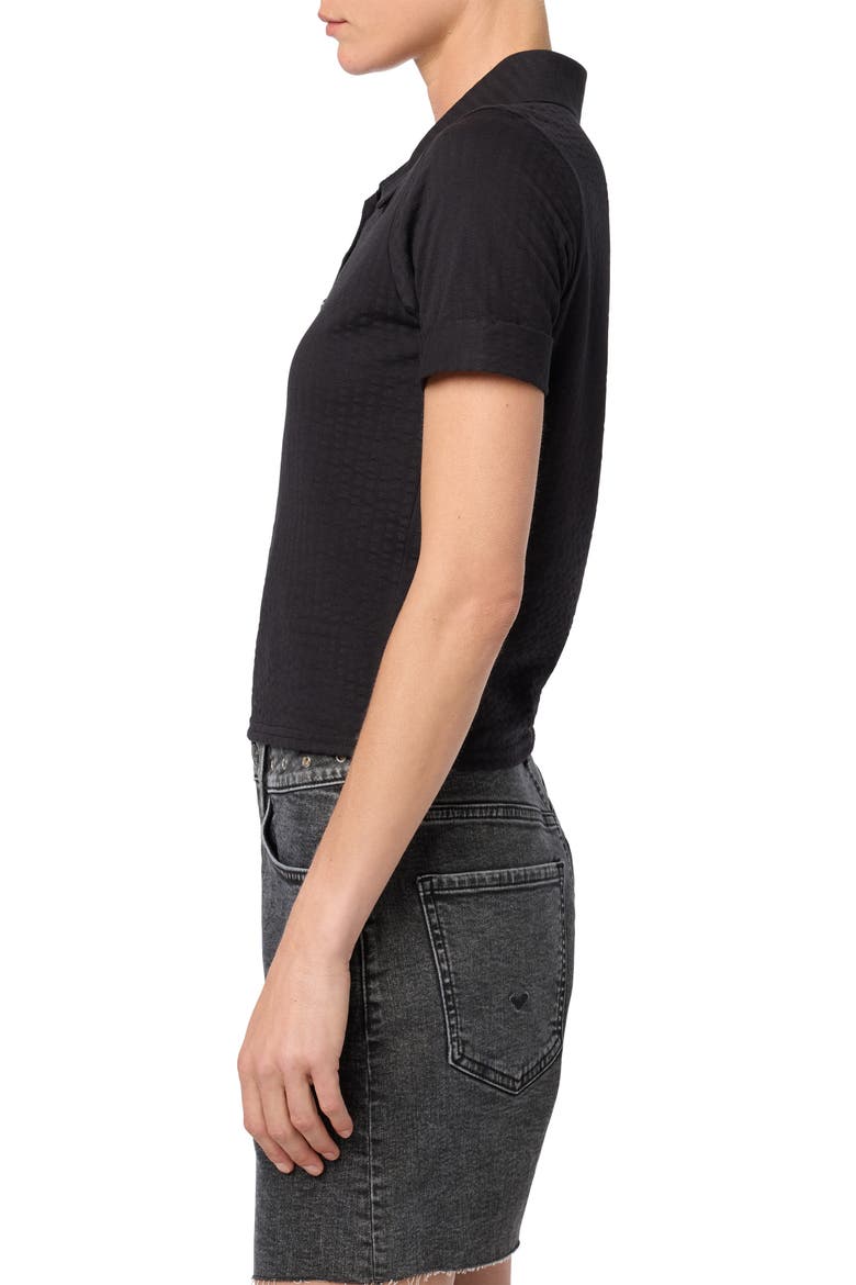 Boxy Crop Polo, Alternate, color, BLACK