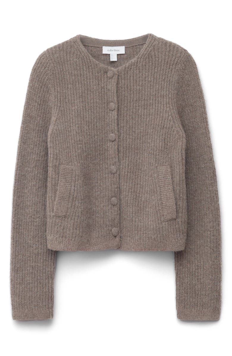& Other Stories Fuzzy Rib Wool & Alpaca Blend Cardigan, Alternate, color, Brown Mole