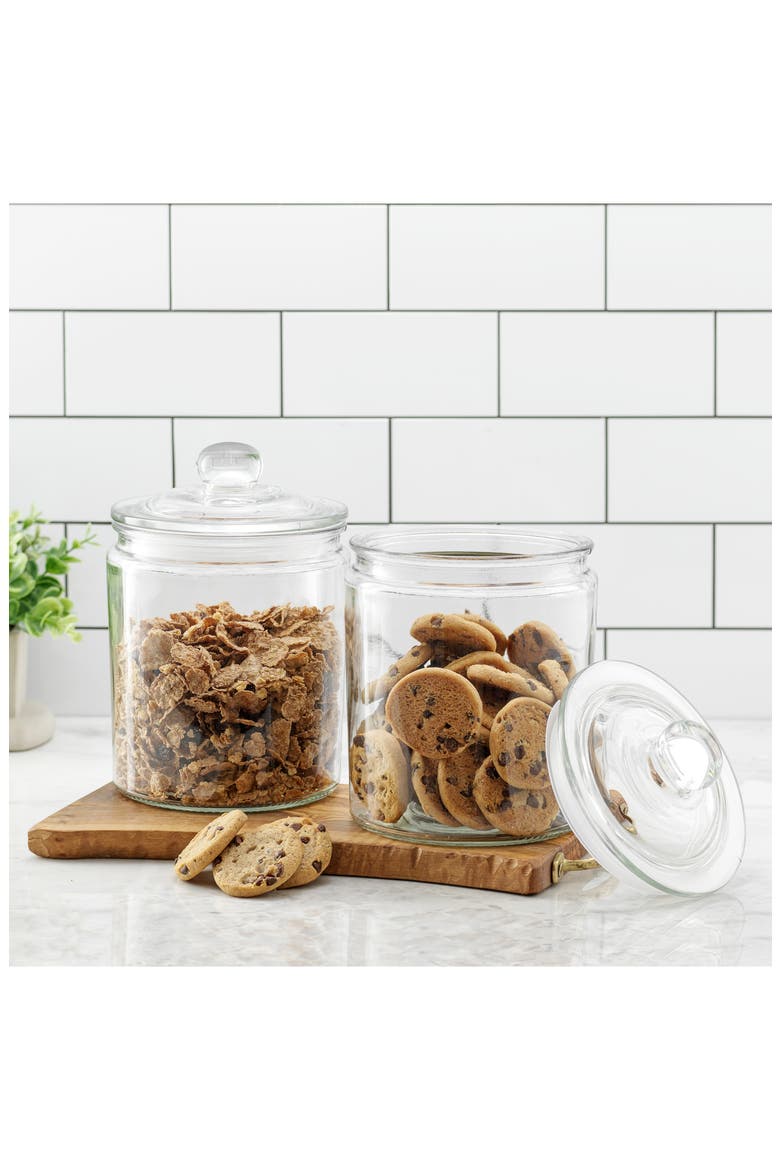 Round Glass Cookie Jar, Alternate, color, CLEAR